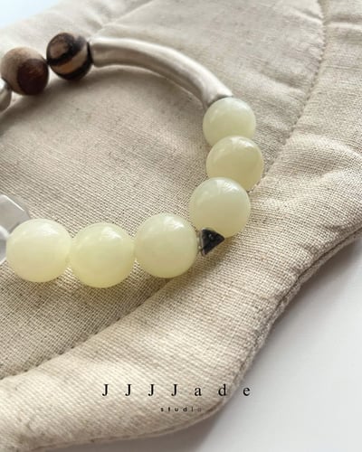 T212 靜軸 |  和田玉黃口+印尼貢木手串3