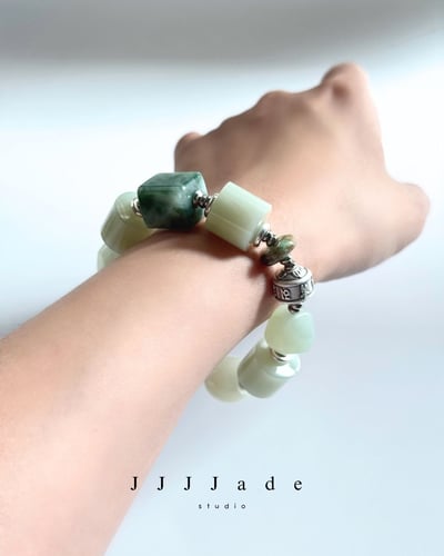 T330 佀霽 | 和田玉翠青手串8