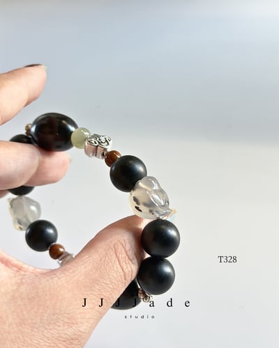 T327 T328 墨翁 | 和田玉墨玉手串8