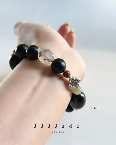 T327 T328 墨翁 | 和田玉墨玉手串12