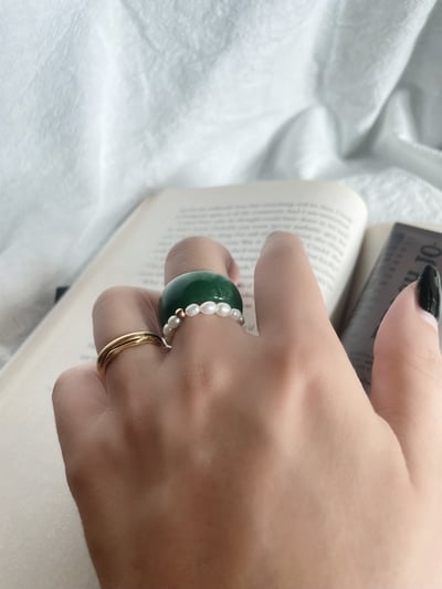 #144   綠蘊 碧玉 港碼17 內徑18.2mm6