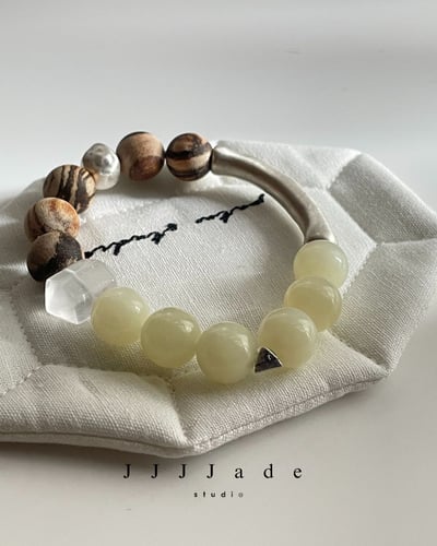 T212 靜軸 |  和田玉黃口+印尼貢木手串5