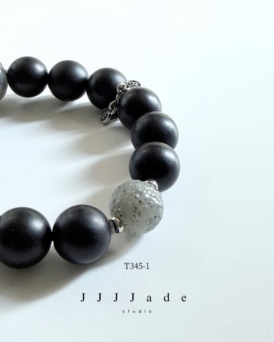 T345 一念 | 和田玉墨玉手串5