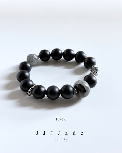 T345 一念 | 和田玉墨玉手串3