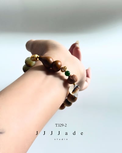 T329 瑱珀 | 和田玉糖白手串15