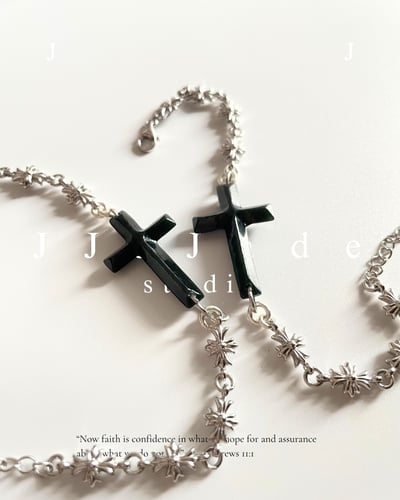 X42 奧瑟 |十字架手鍊 |黑青13