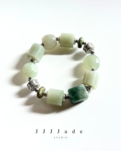 T330 佀霽 | 和田玉翠青手串1