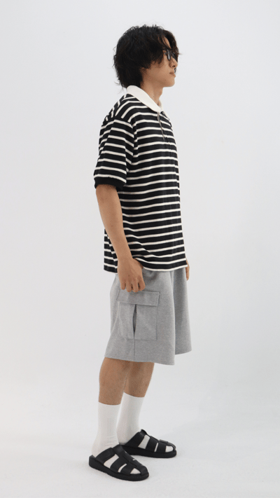 撞色領條紋POLO衫5