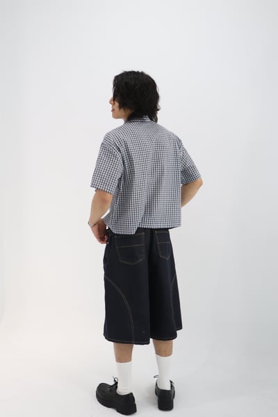 車線單寧牛仔寬短褲5