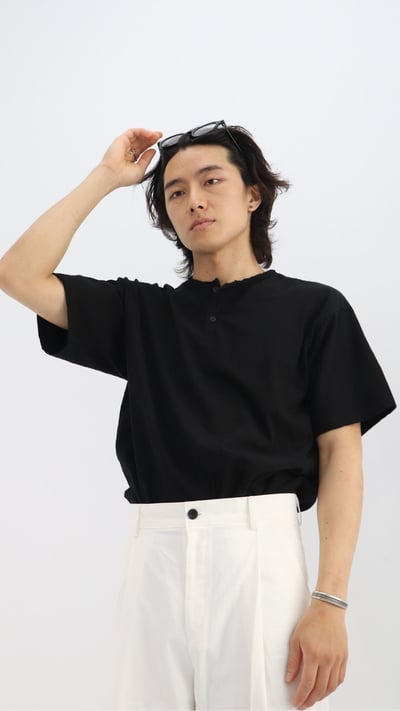 舒適開襟圓領素T4