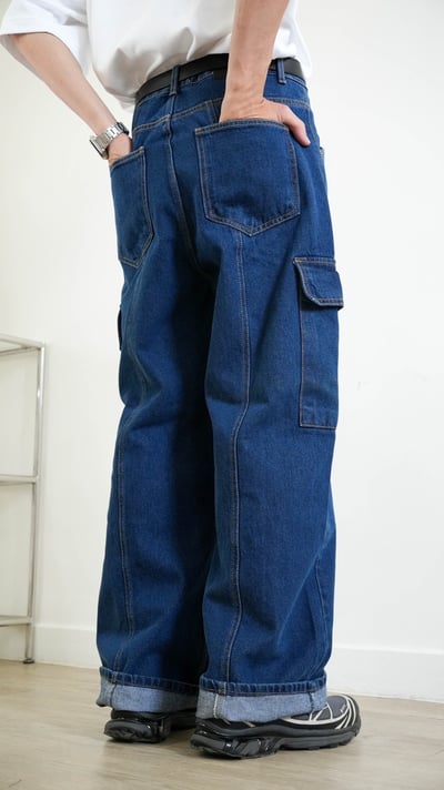 Stitch Denim Wide Jeans4