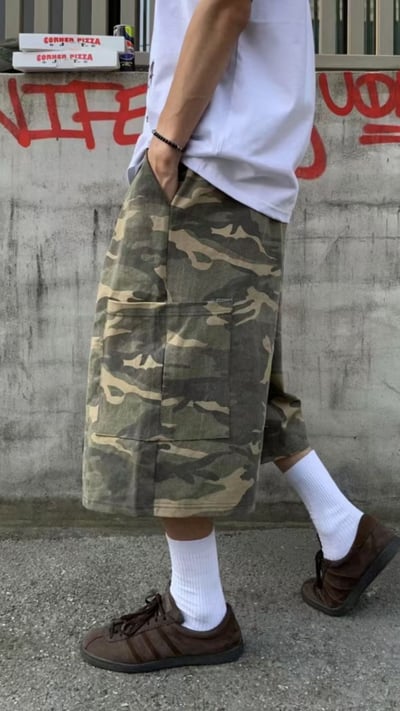 街頭迷彩七分寬褲3