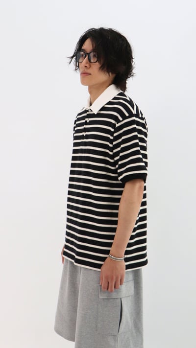 撞色領條紋POLO衫1