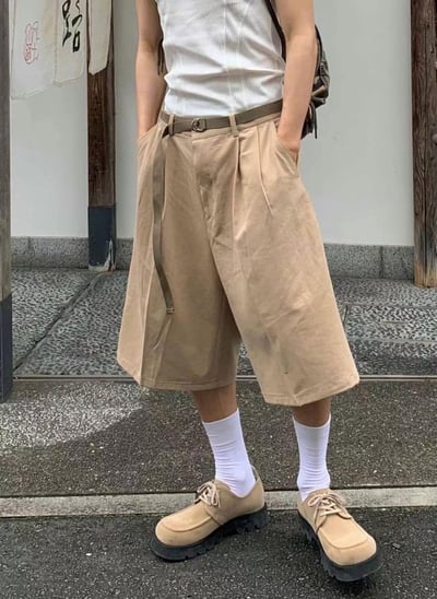 輕垂西裝七分寬短褲5