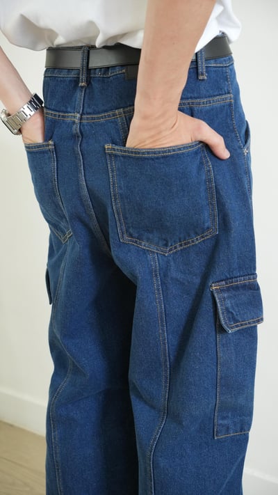 Stitch Denim Wide Jeans5