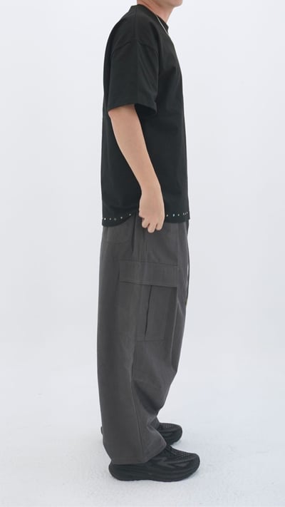 街頭厚磅抽繩寬褲4