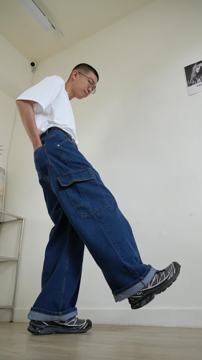 Stitch Denim Wide Jeans3