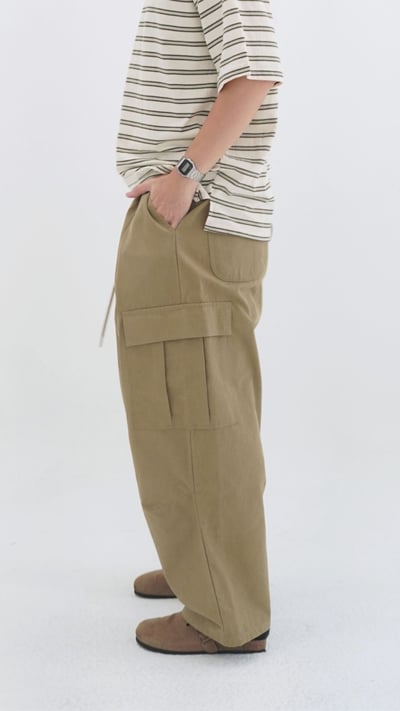 街頭厚磅抽繩寬褲6