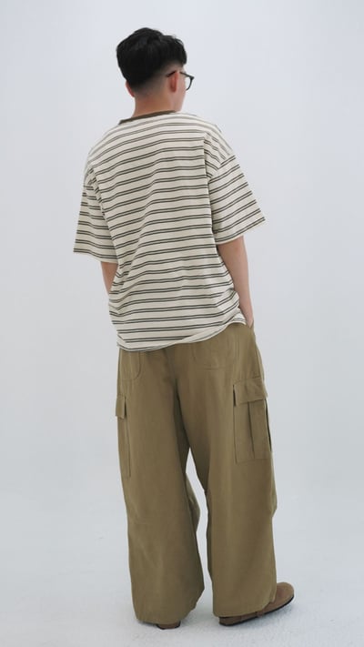 日系落肩條紋TEE5