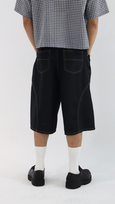 車線單寧牛仔寬短褲3