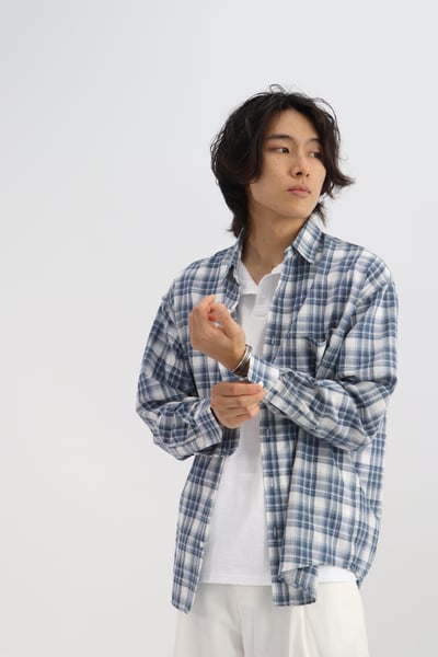 復古格紋薄襯衫6