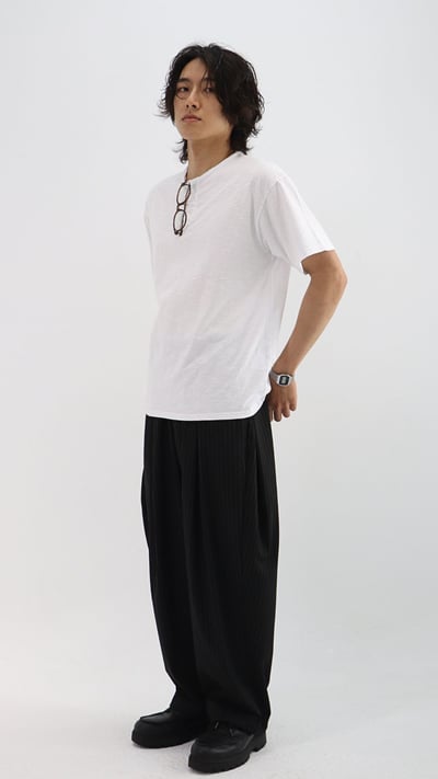 休閒鬆緊線條西裝寬褲2