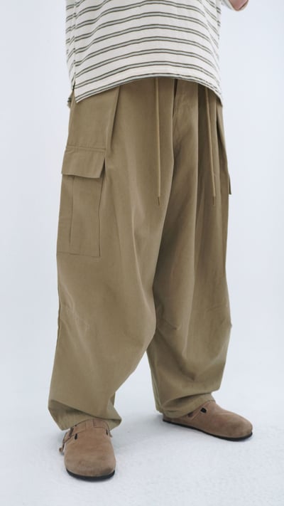 街頭厚磅抽繩寬褲8