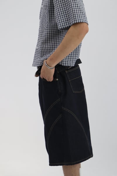 車線單寧牛仔寬短褲4