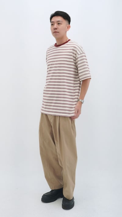 日系落肩條紋TEE7