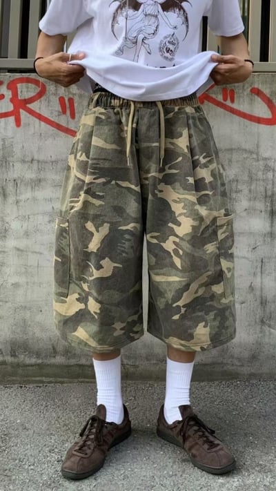 街頭迷彩七分寬褲5