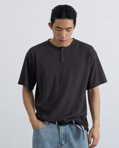 舒適開襟圓領素T8