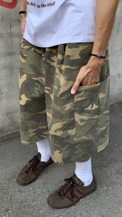 街頭迷彩七分寬褲4