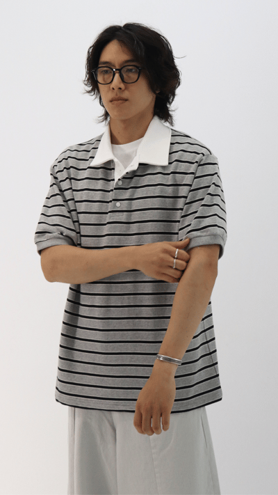 撞色領條紋POLO衫3