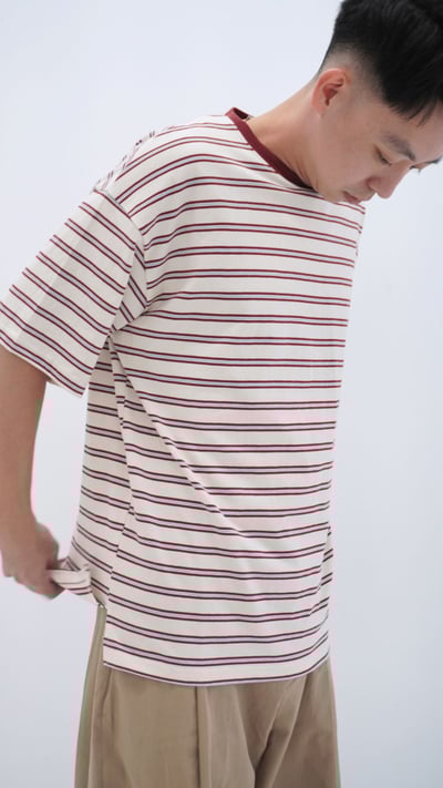 日系落肩條紋TEE6