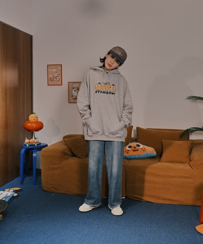 綻放的桔利 刷毛帽tee18