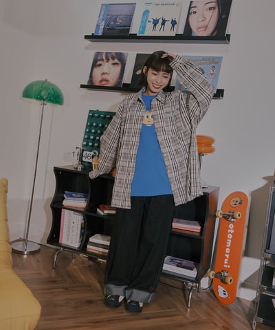 小標皺皺格紋襯衫 / 黑白格12