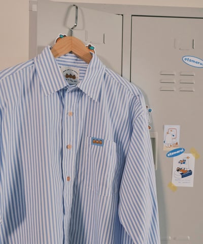 桔利小標 寬版條紋襯衫2