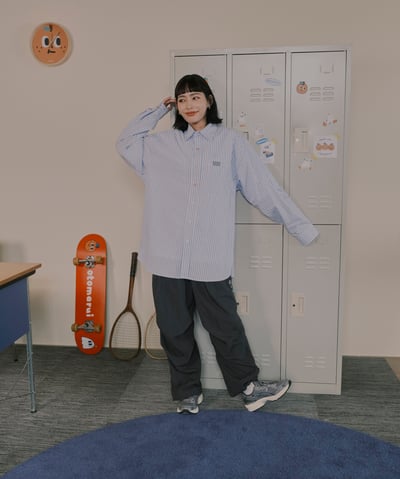 桔利小標 寬版條紋襯衫15