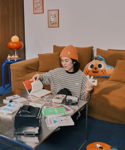 桔利小標 桔色毛帽19