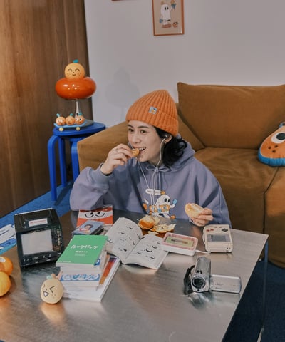 桔利小標 桔色毛帽23