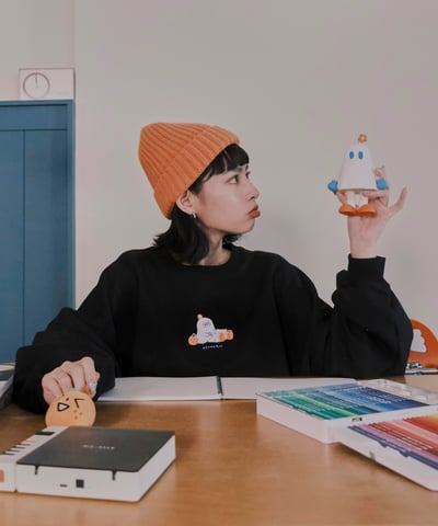 桔利小標 桔色毛帽14