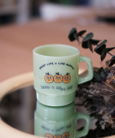 桔利好朋友 復古奶玉玻璃杯1