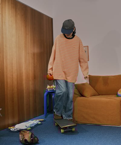 otomerui 刺繡條紋tee - 桔15