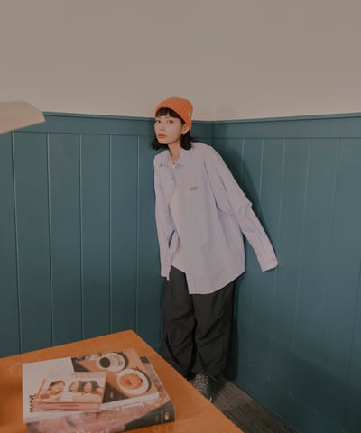 桔利小標 寬版條紋襯衫23