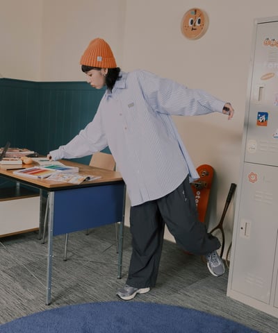 桔利小標 寬版條紋襯衫9