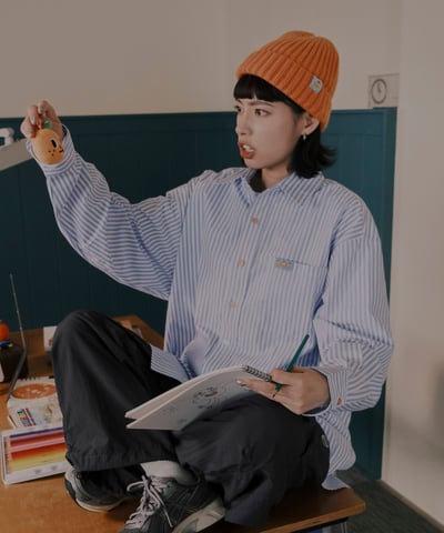 桔利小標 桔色毛帽9