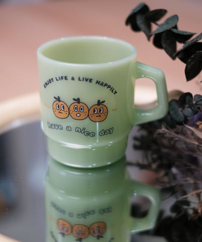 桔利好朋友 復古奶玉玻璃杯3