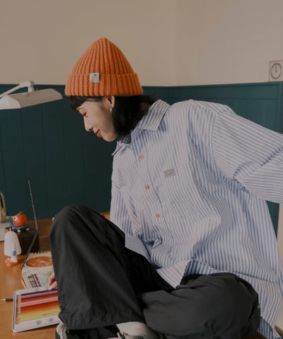 桔利小標 桔色毛帽8