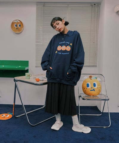 桔利好朋友 連帽tee / 深藍5