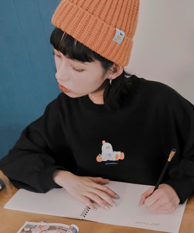 桔利小標 桔色毛帽16